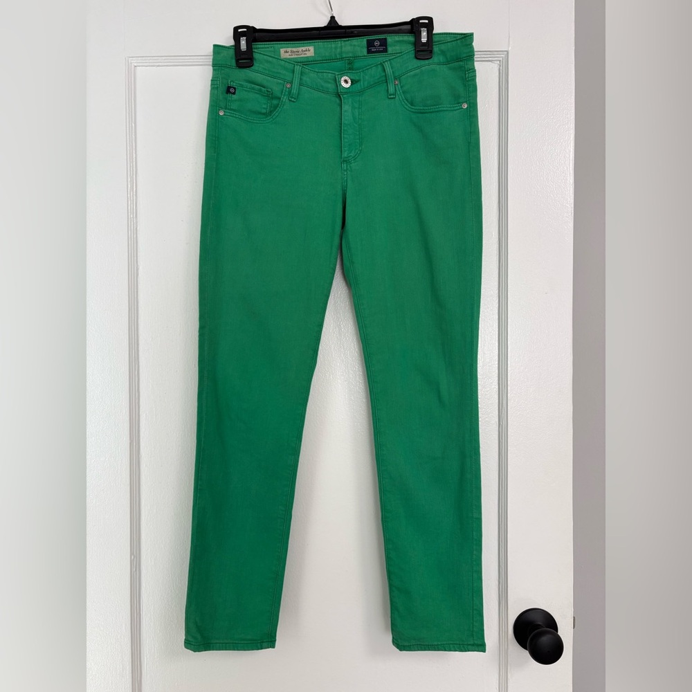 AG Adriano Goldschmied the Stevie Ankle Jeans Slim Straight Size 29 Kelly Green